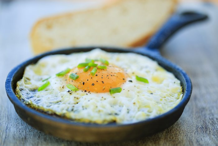 fried organic egg in skillet