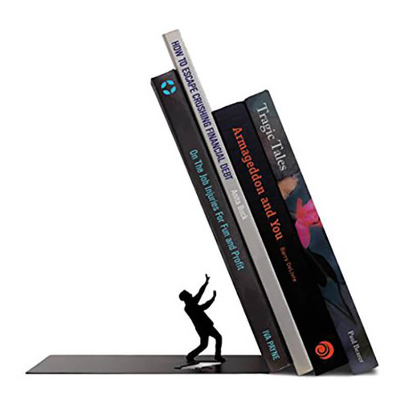 Books tilt on the bookends