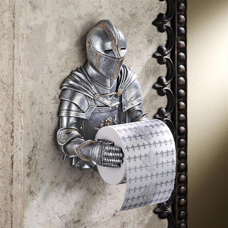 Toilet paper holder in gothic statue