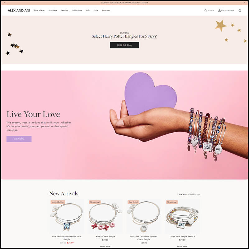 Alex & Ani secret admirer gifts page