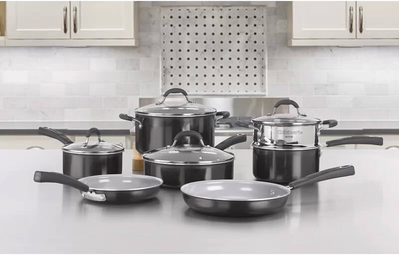 Eleven oven safe nonstick pieces aluminum cookware