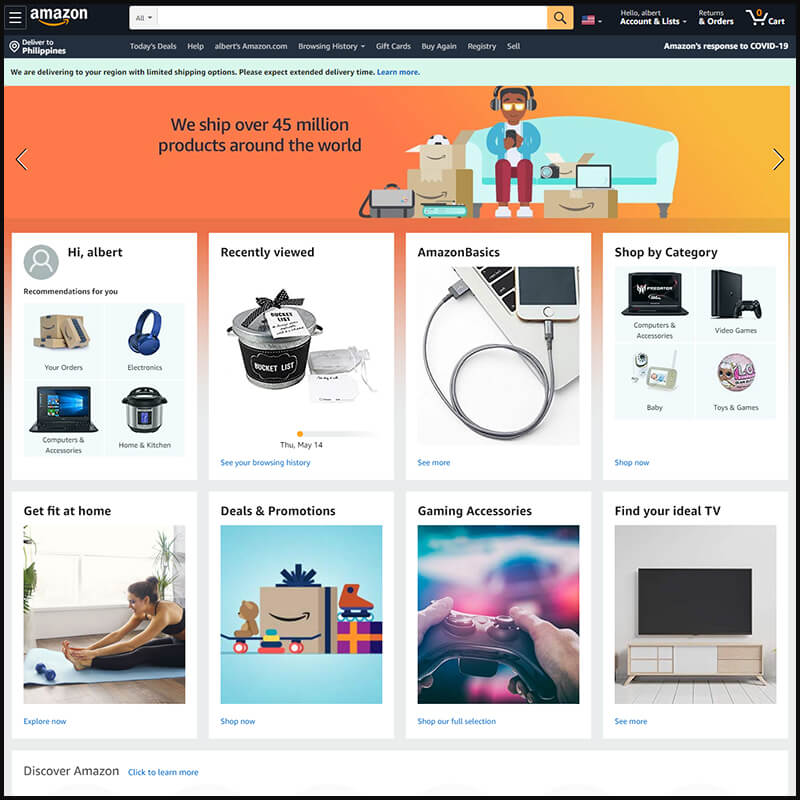 Amazon homepage screenshot