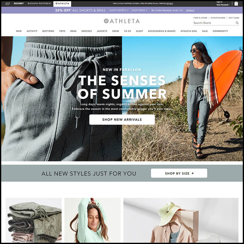 Athleta homepage