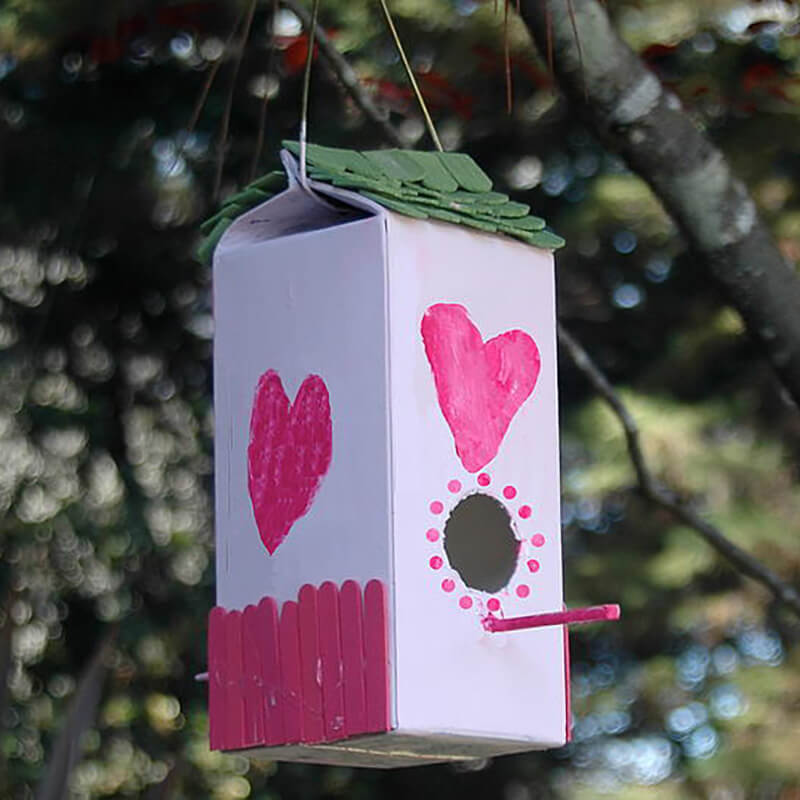 Small birdhouse in backyard