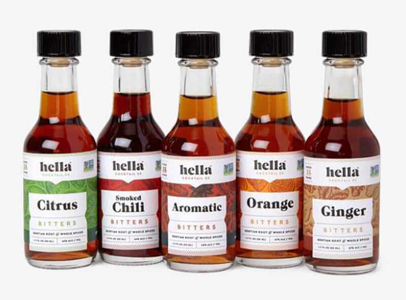 five 1.7 oz. bottles of small-batch bitters