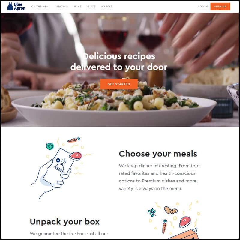 Subscribe Blue Apron page