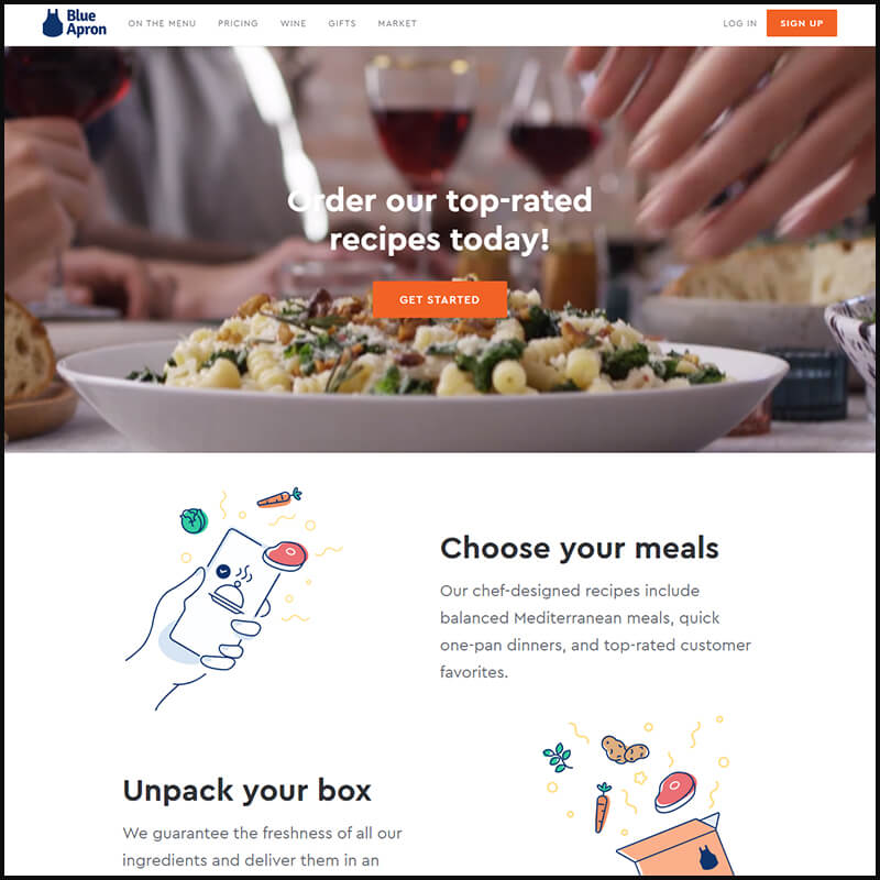 Blue Apron homepage screenshot