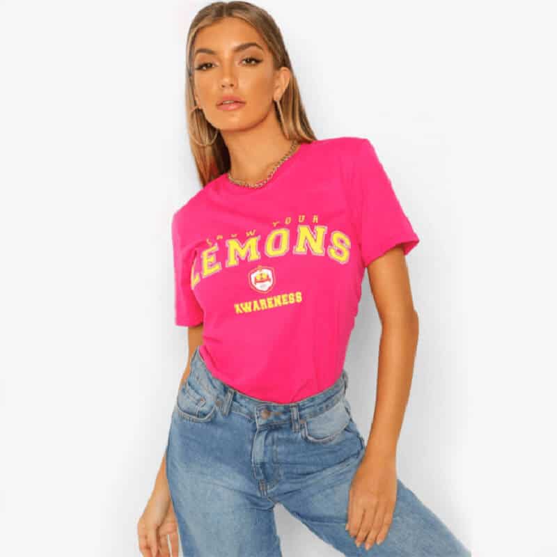 Girl wearing Lemons Awareness T shirt