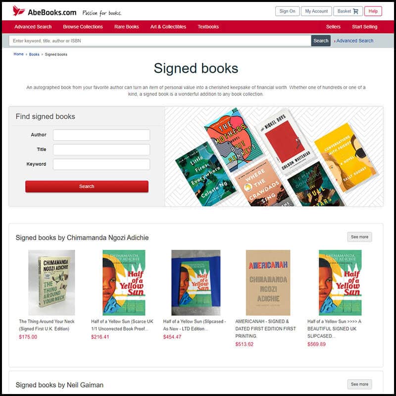 Signed books of AbeBooks.com