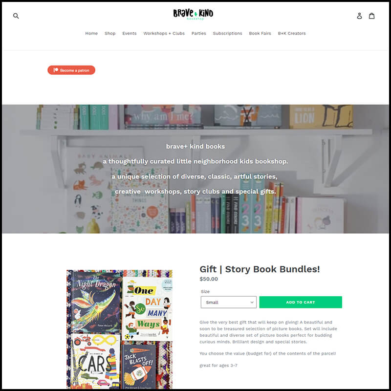 Brave and Kind Books homepage