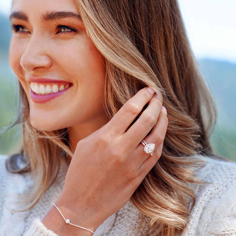 Woman wearing jewelry from Brilliant Earth