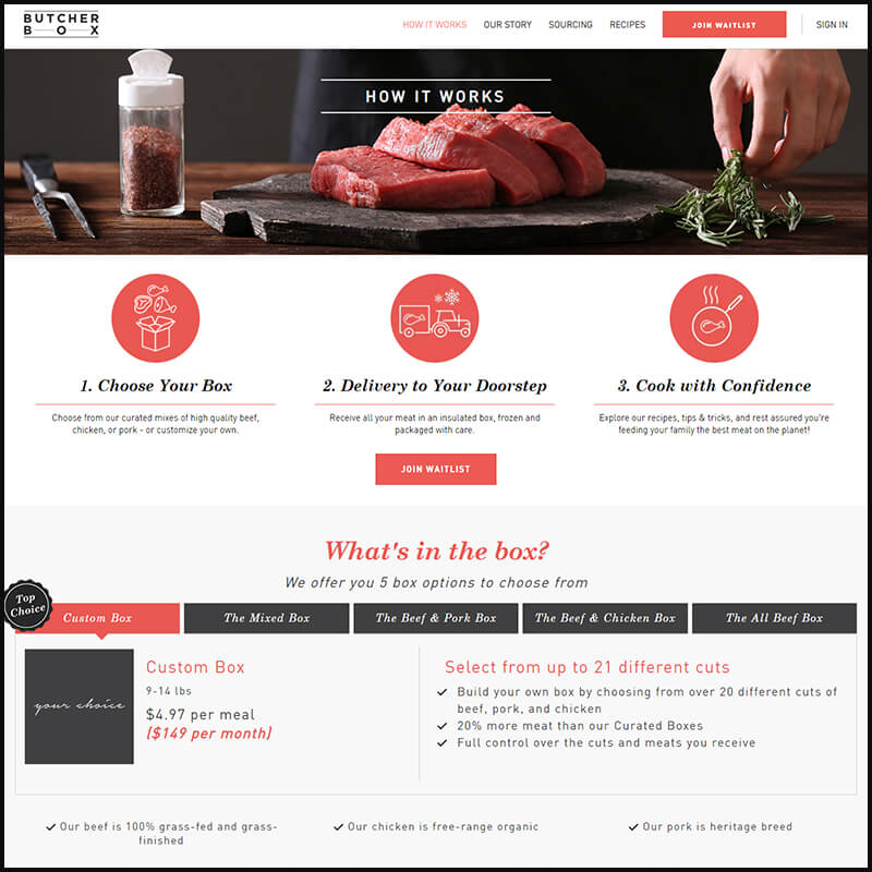 ButcherBox homepage screenshot