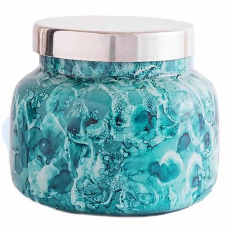 blue volcano glass candle