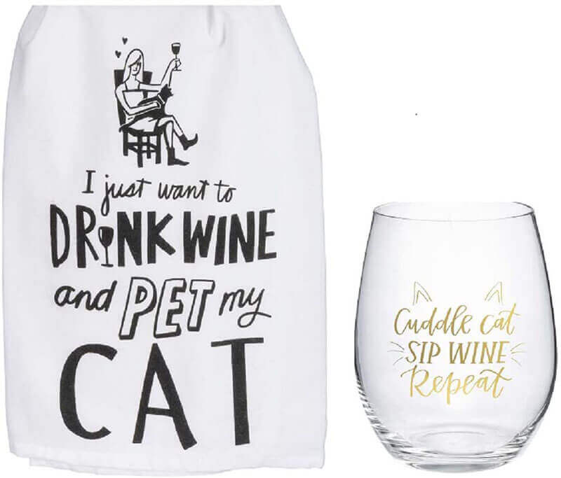 Cat wine glass set