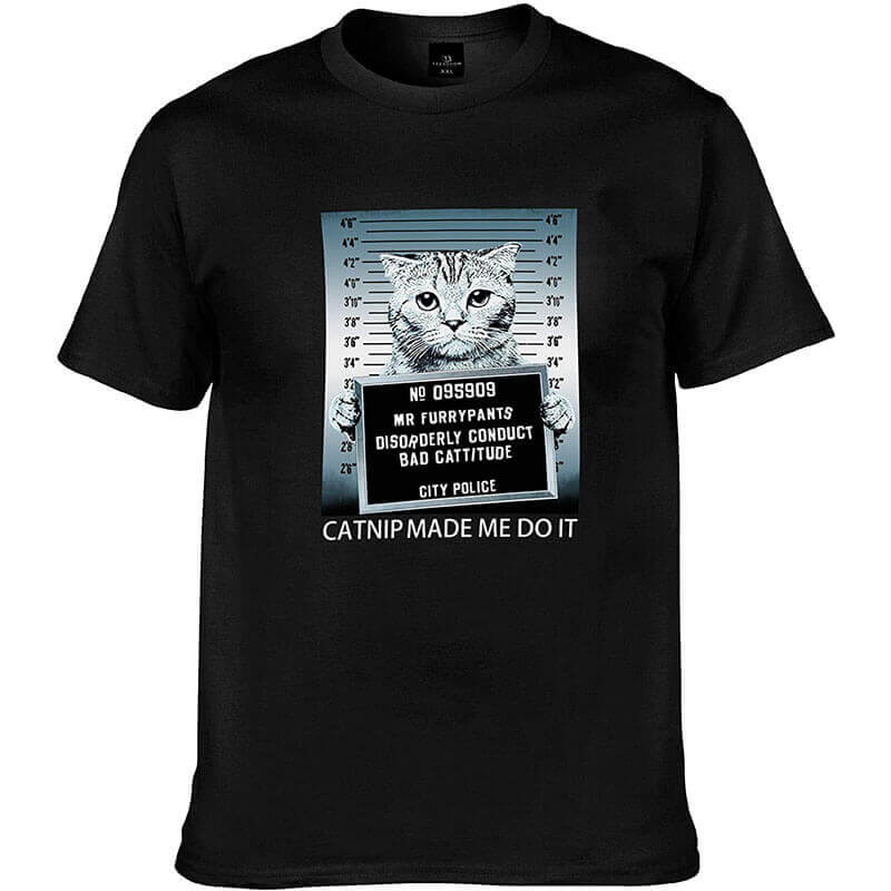 Black funny cat tshirt