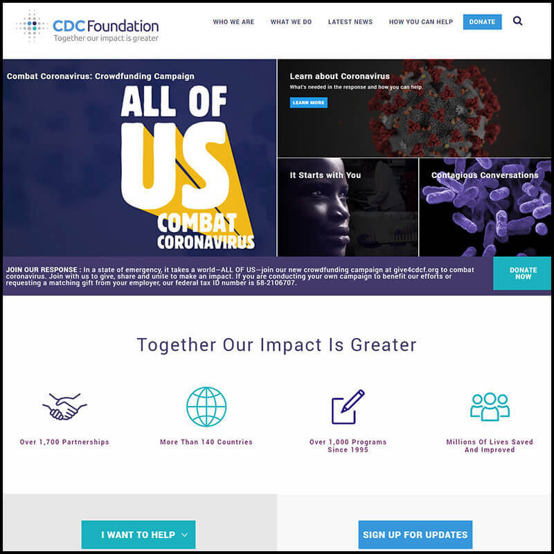 Homepage screenshot of CDC Foundation