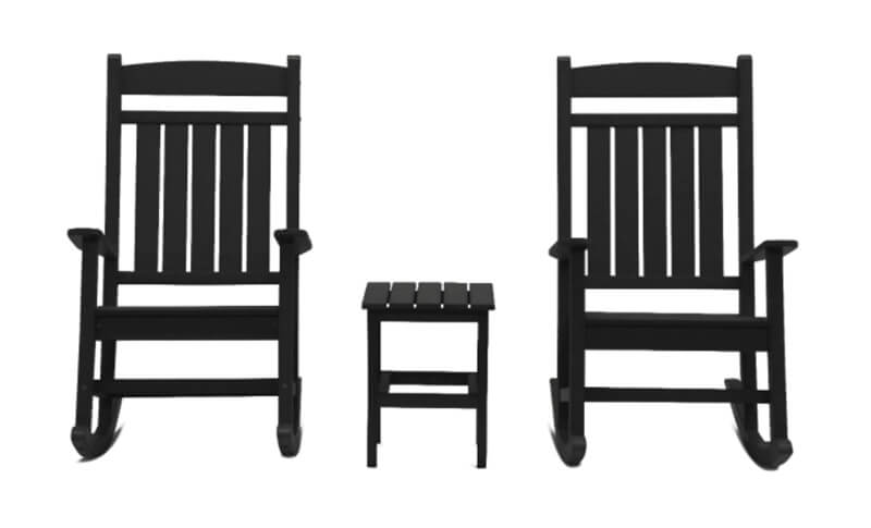 DUROGREEN Classic Rocker 3-Piece Recycled Plastic Outdoor Rocking Chair Set