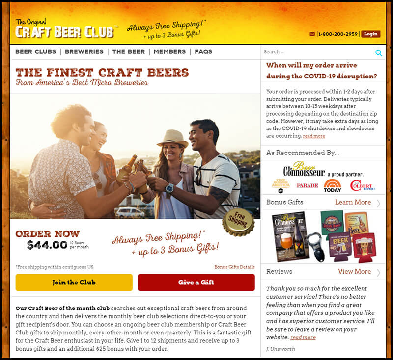 Subscribe Craft Beer Club homepage
