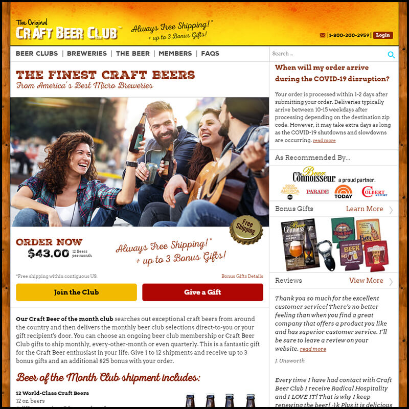 craft beer club home page