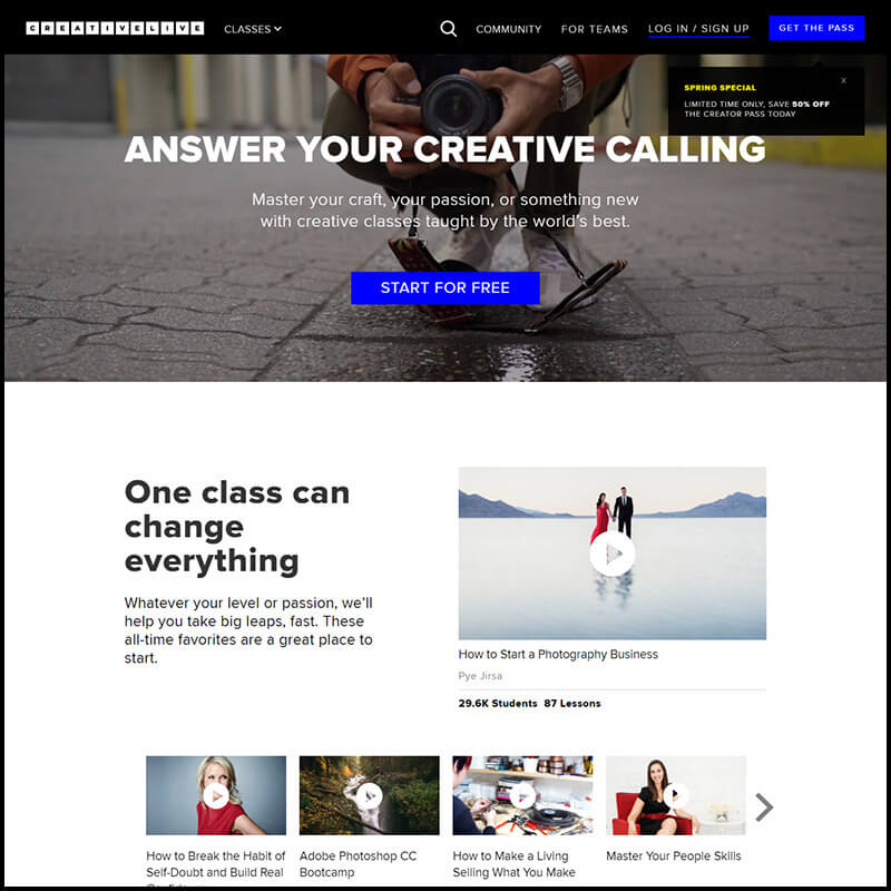 creative live home page