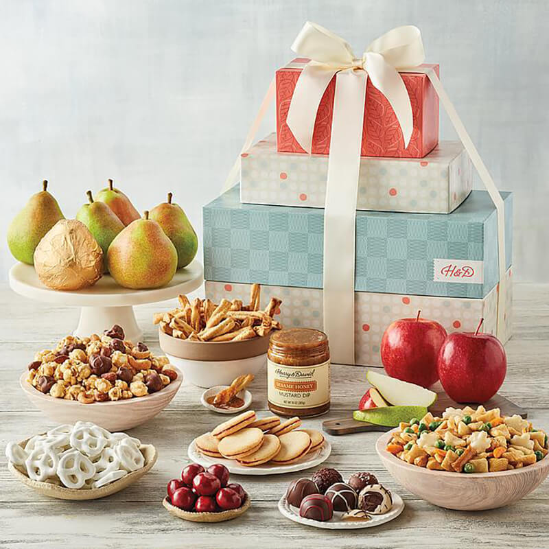 Deluxe gift tower with fresh fruits  and chocolates
