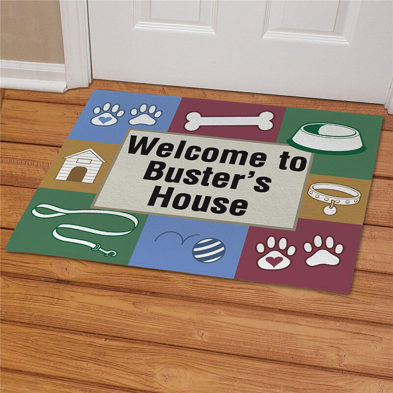 Personalize doormat write in Buster's house
