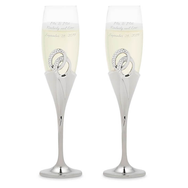 Silver 25th Anniversary Champagne Flutes (Set of 2) – Sparkle and Bash