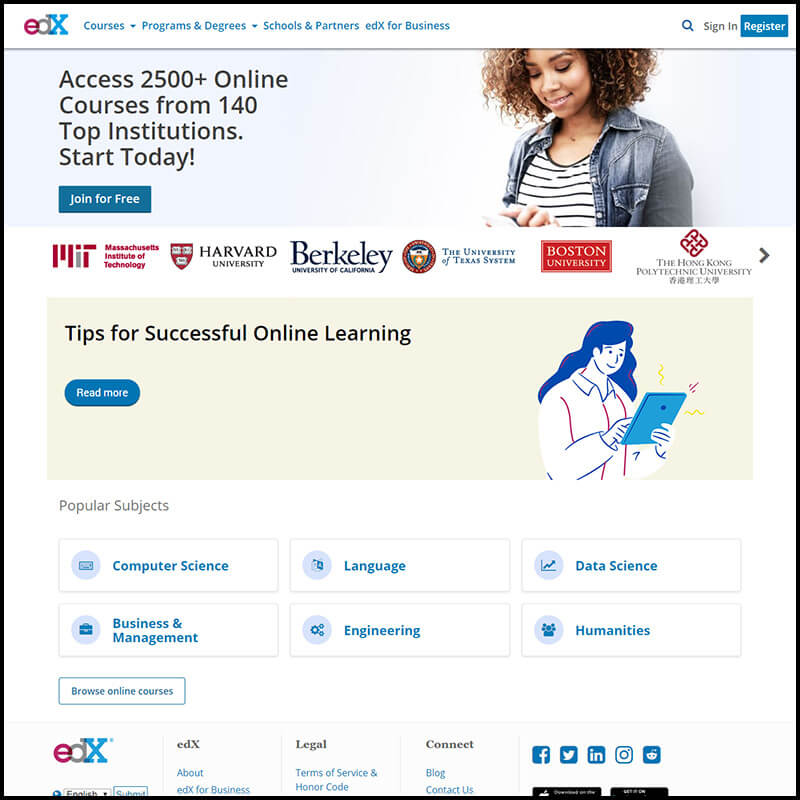 edx home page