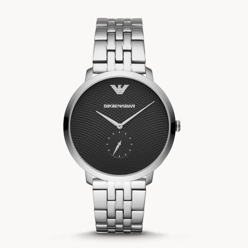 Watch black texture face and stailess steel frame