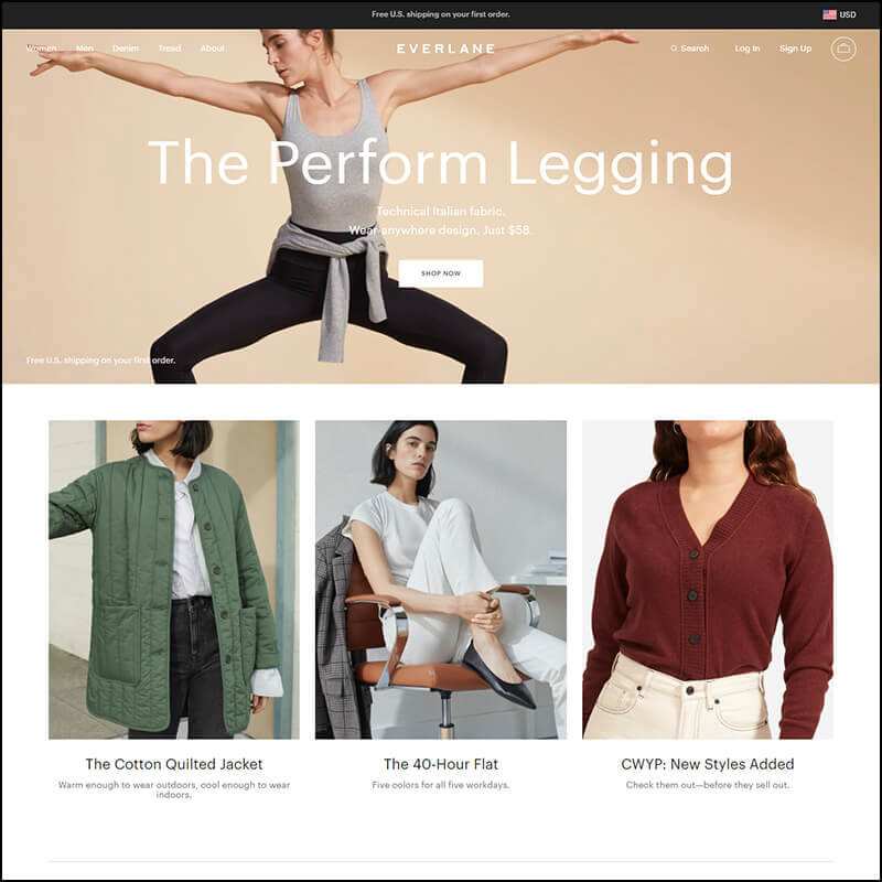 Screenshot of Everlane site