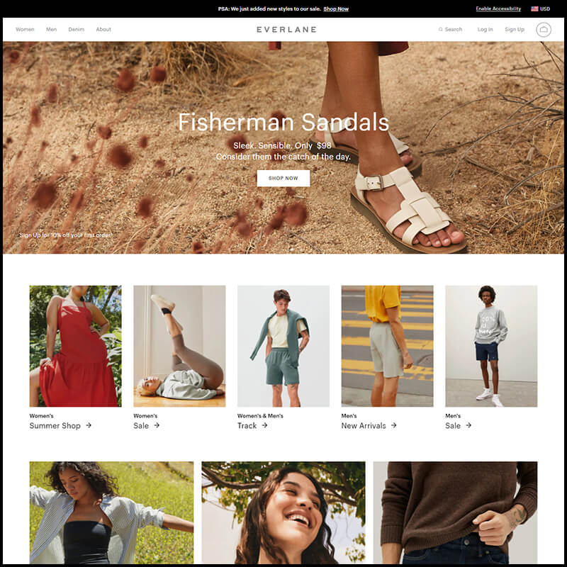 Everlane homepage