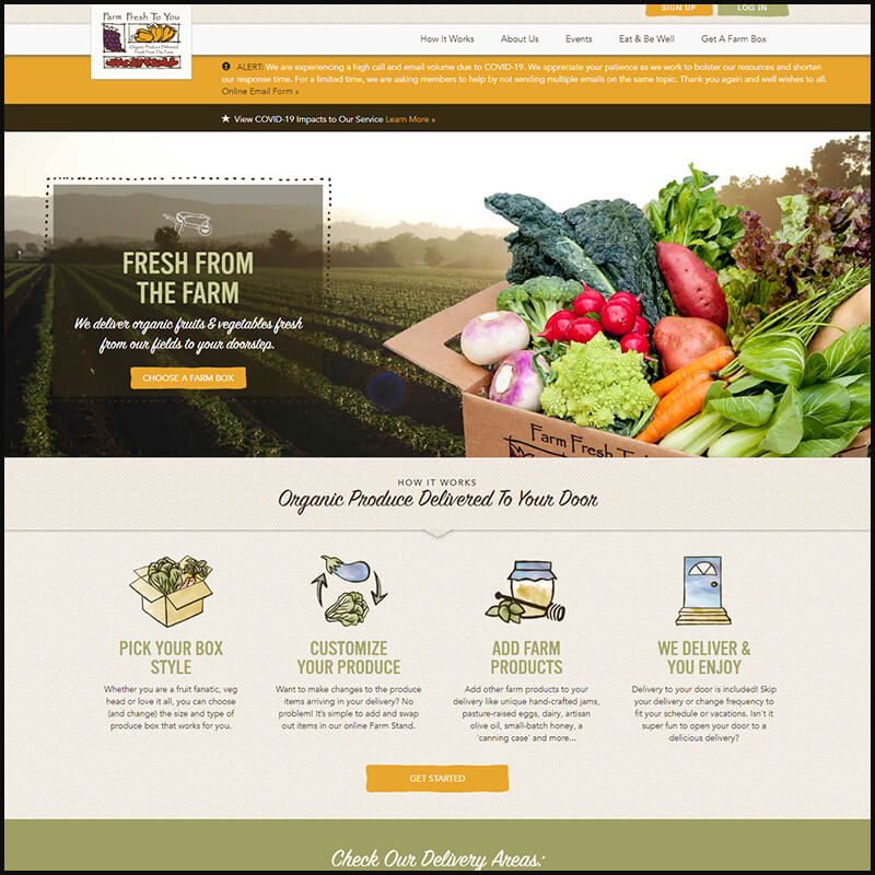 Farm Fresh to You homepage screenshot