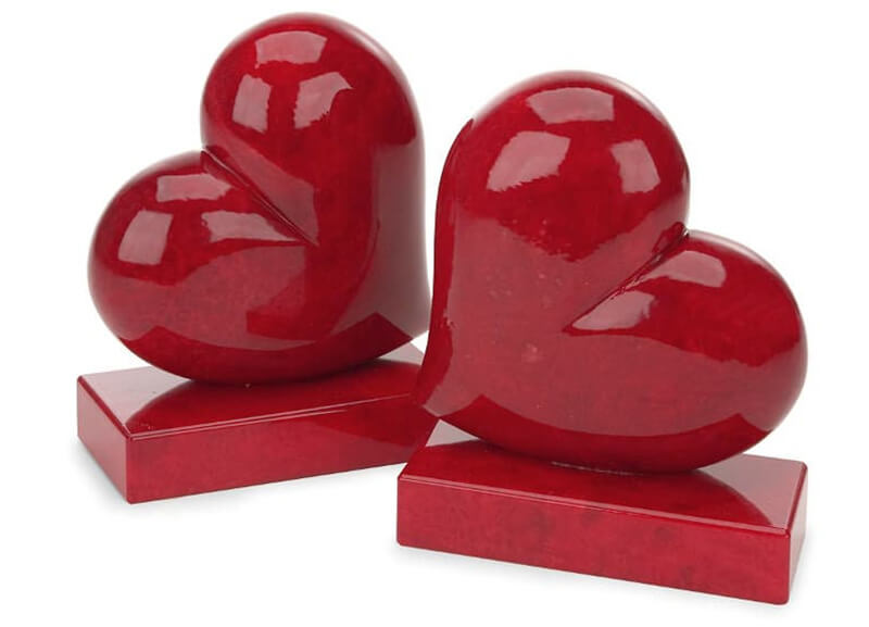 two heart-shaped bookends