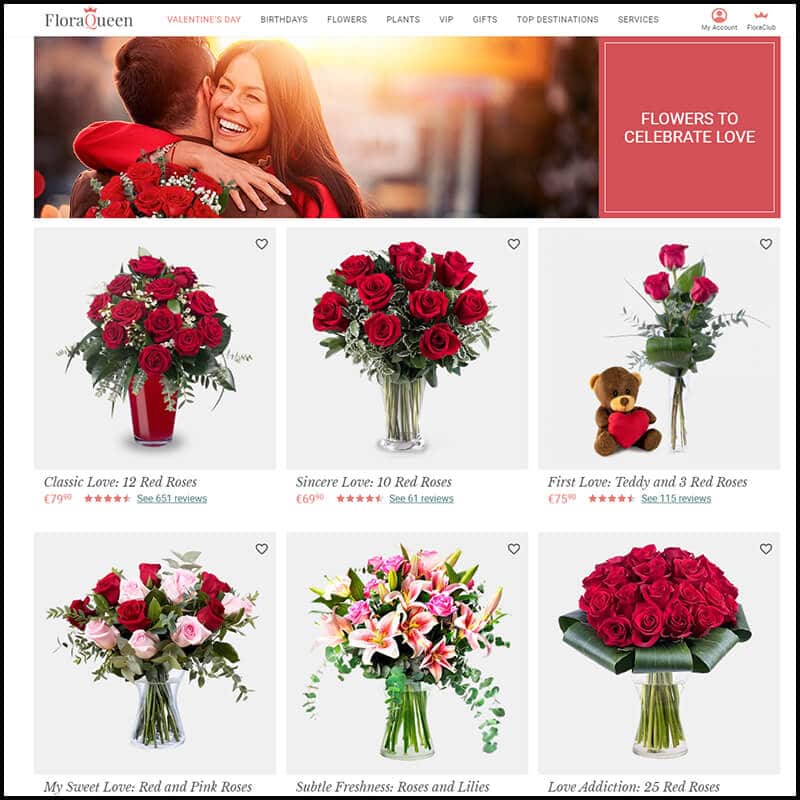 FloraQueen flowers to celebrate love page