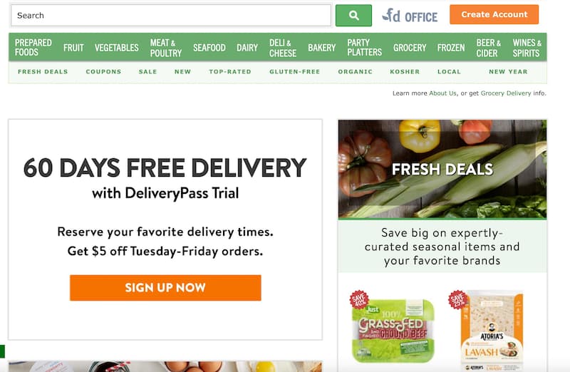 Fresh Direct Home Page