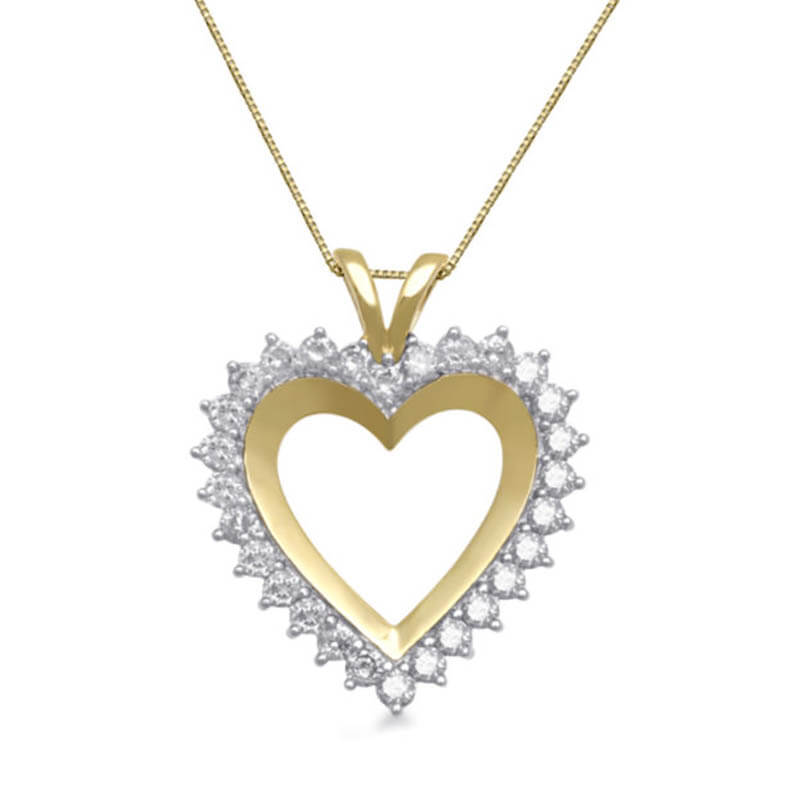 10k yellow gold double heart pendant