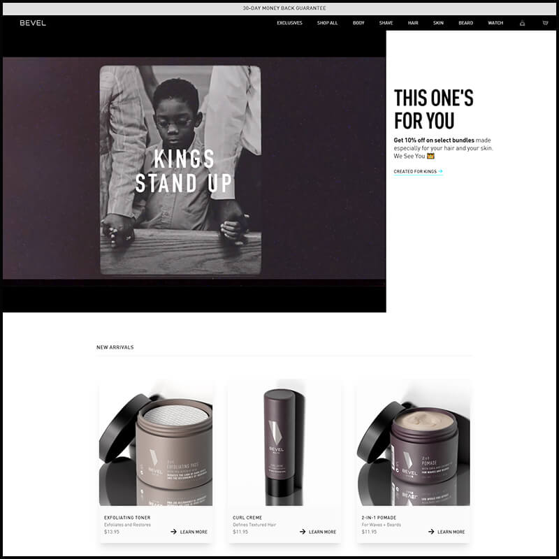 Bevel Home page