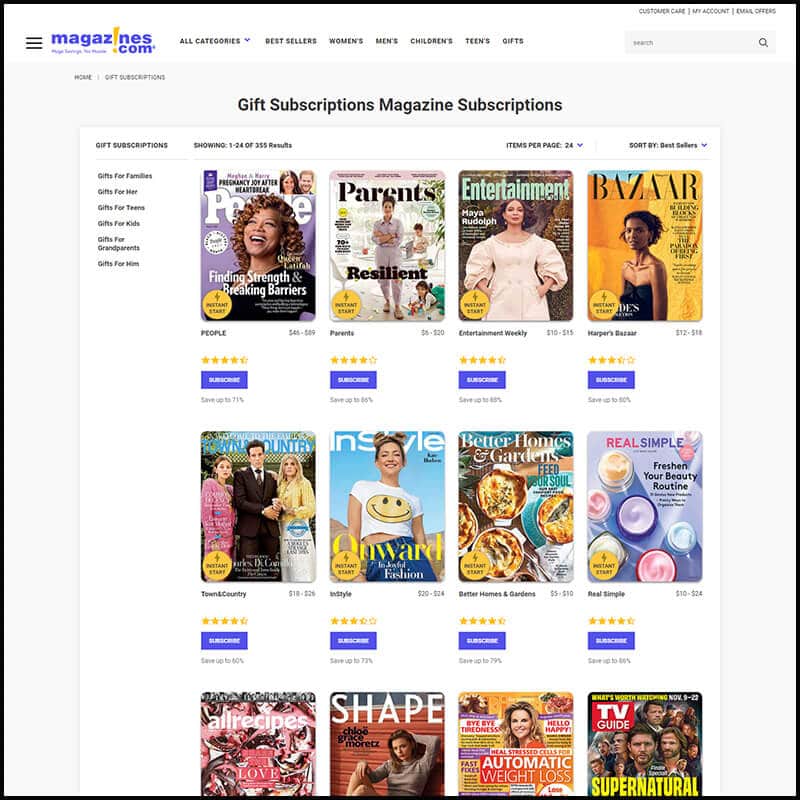 Magazine subscription page