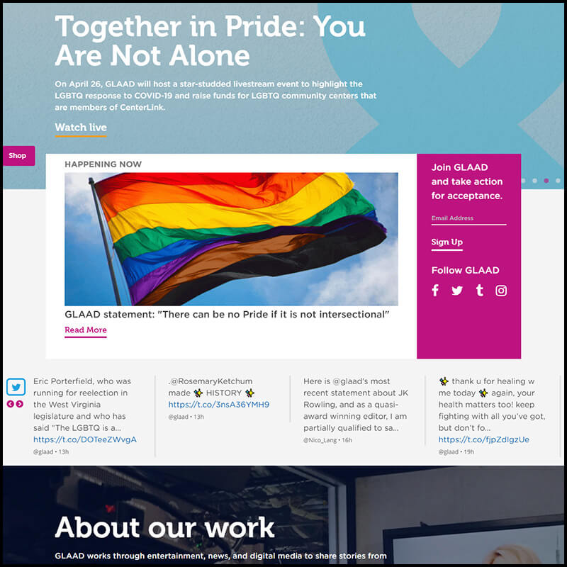 GLAAD homepage