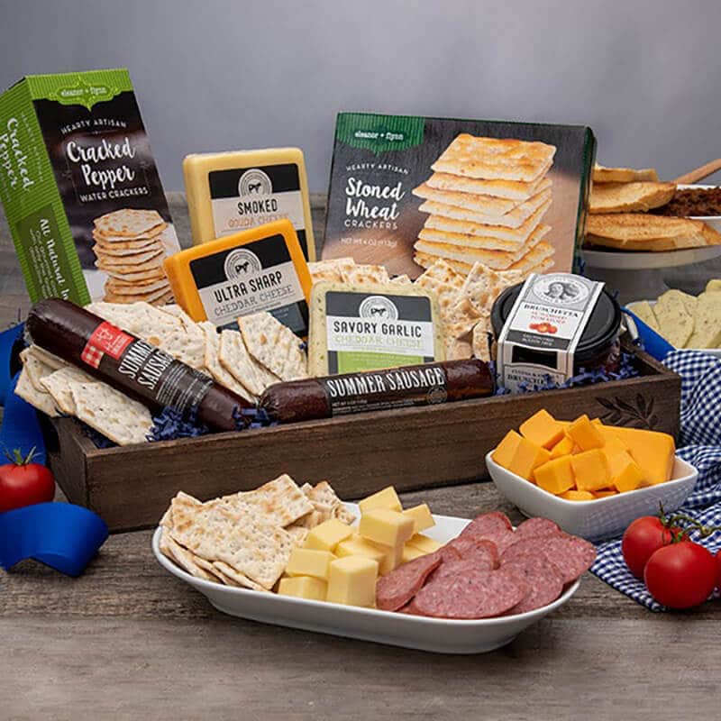 Gourmet meat and cheese sampler savory snacks
