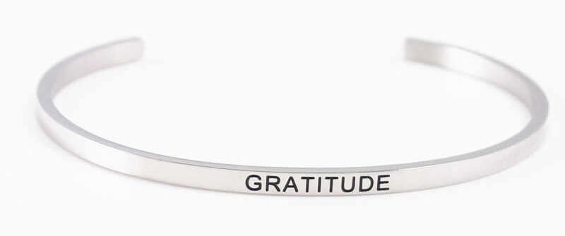 Stainless steel gratitude bracelet