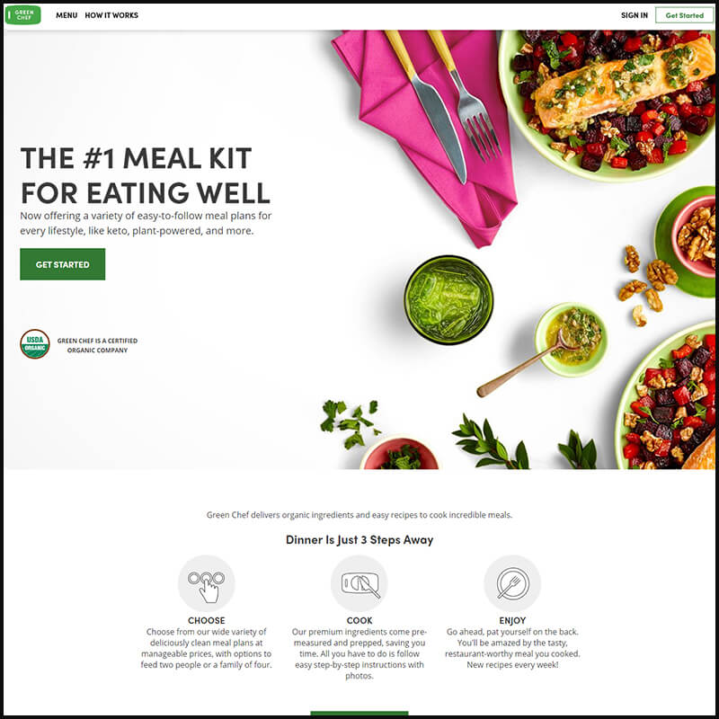 Green Chef homepage screenshot