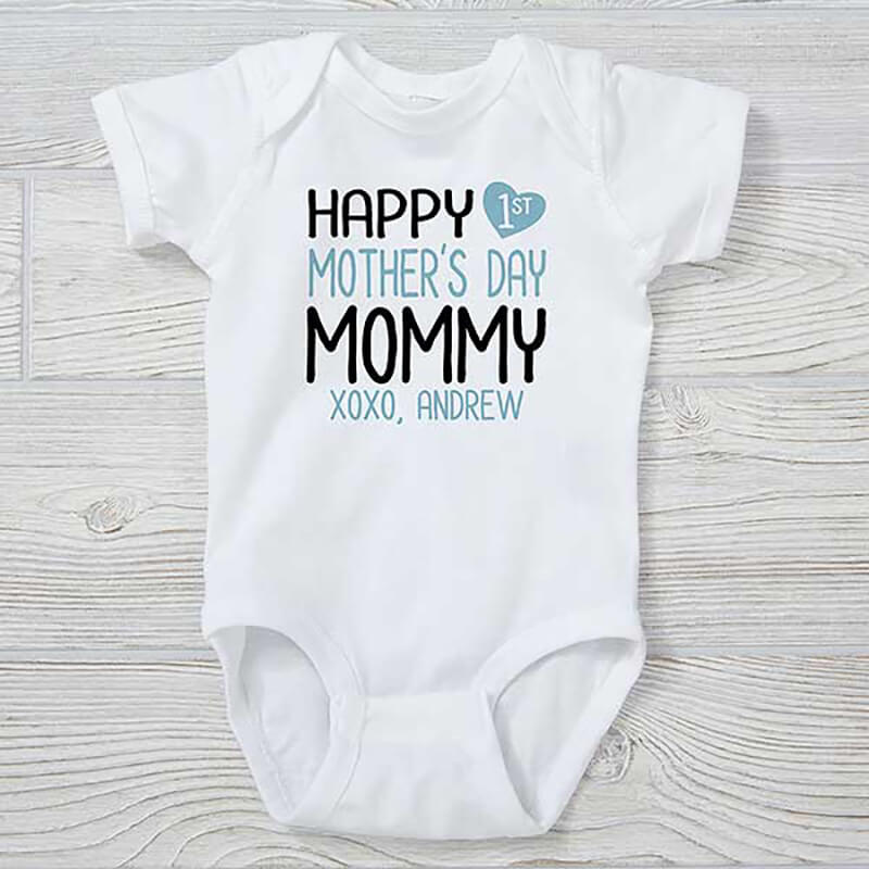 Onesie Happy First Mother's Day Personalized Baby Bodysuit