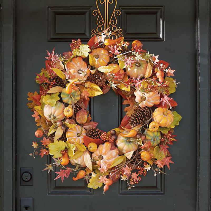 Autumn faux floral & gourd wreath