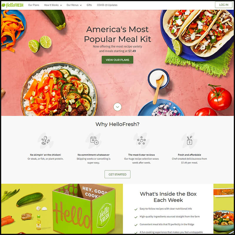 HelloFresh homepage screenshot