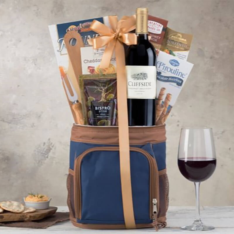 Bag of wine and chocolates