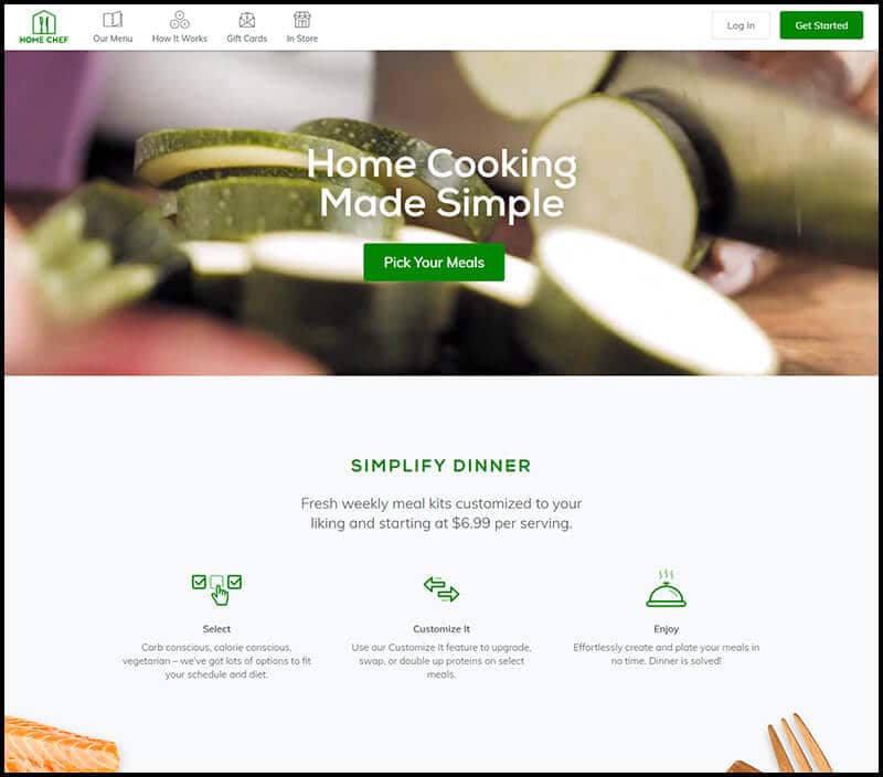 Subscribe Home Chef page