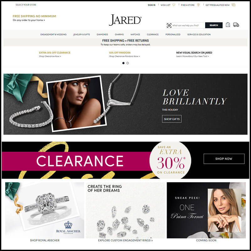 Jared shopping page