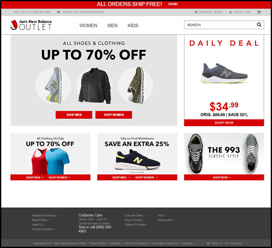 Joe's New Balance outlet all shoes & clothing up to 70% off