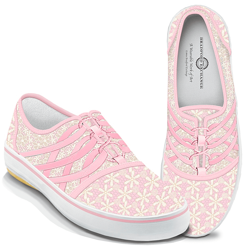 laced with hope breast cancer ribbon shoes